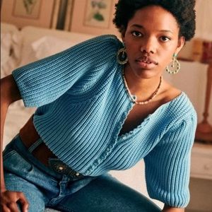 Sezane Sophia Blue Cardigan Size Medium